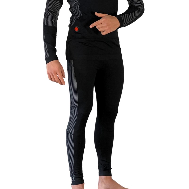 Set Intimo Termico Uomo In Cotone Ed Elastan – Maglia A Maniche Lunghe E Pantaloni, Strato Base Caldo Per Sci E Inverno, Nero/Grigio/Blu