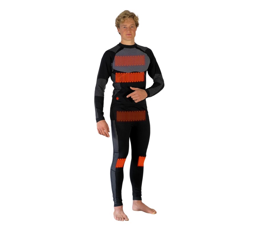 Sous-vêtements Thermiques Chauffants Rechargeables USB - 16 Zones De Chaleur - Pour Hommes Et Femmes - Hiver, Ski, Randonnée (Noir, L)